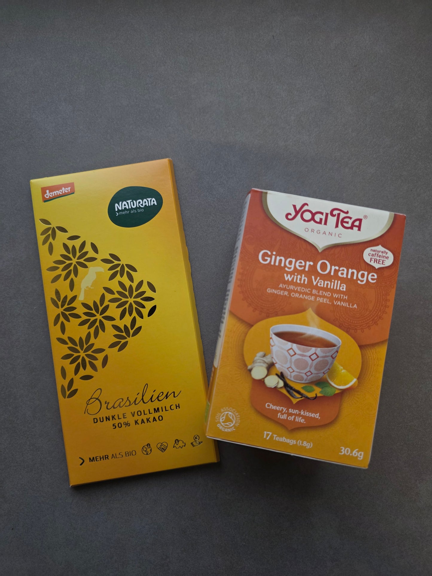 JOGI tēja - ingvers-apelsīns + NATURATA šokolāde 50%