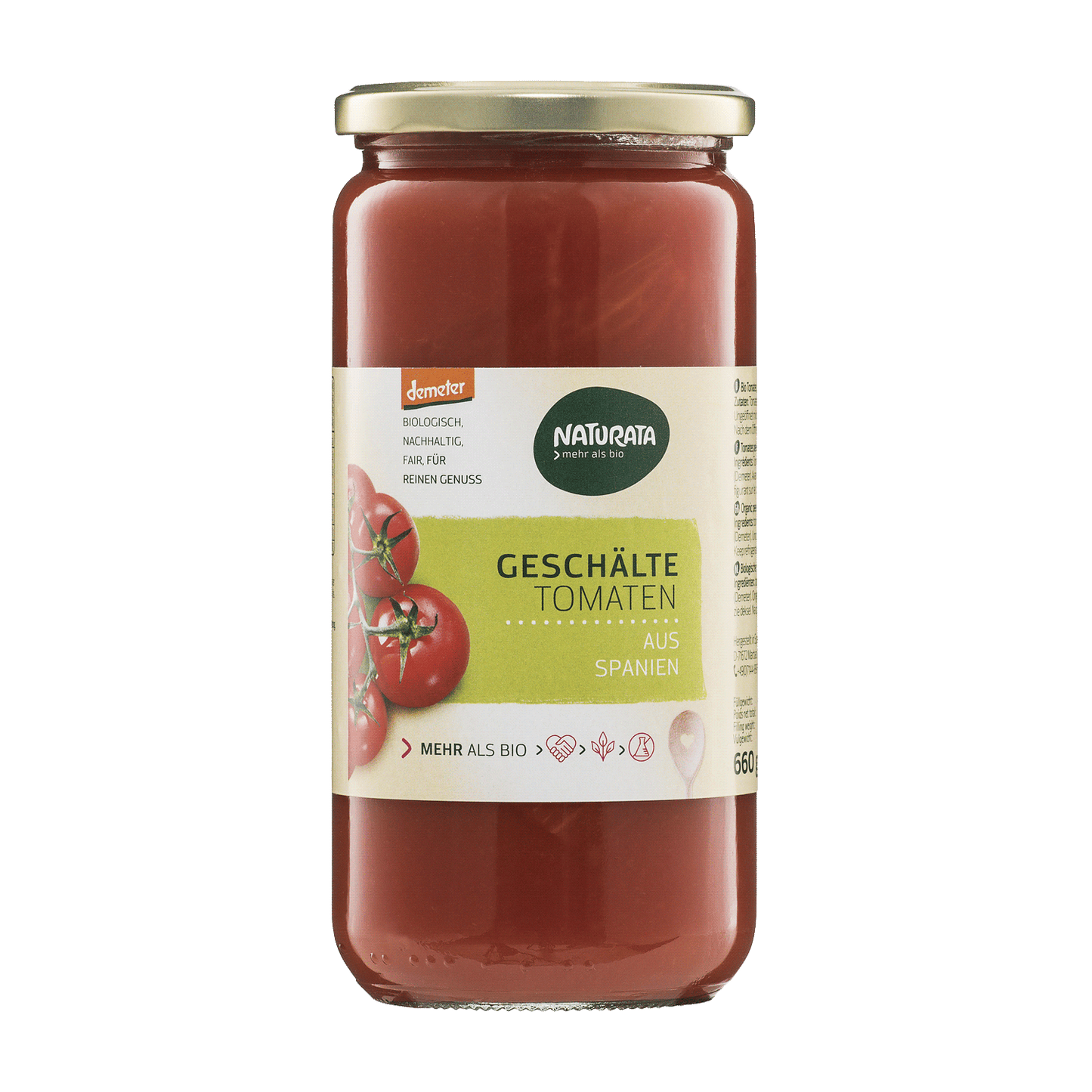BIO Tomatoes in their own juice, peeled, 660g