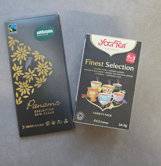 YOGI tēju izlase + NATURATA 80% šokolāde