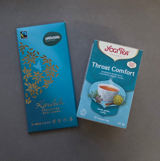 JOGI tēja -  kakla komfortam + NATURATA šokolāde 90%