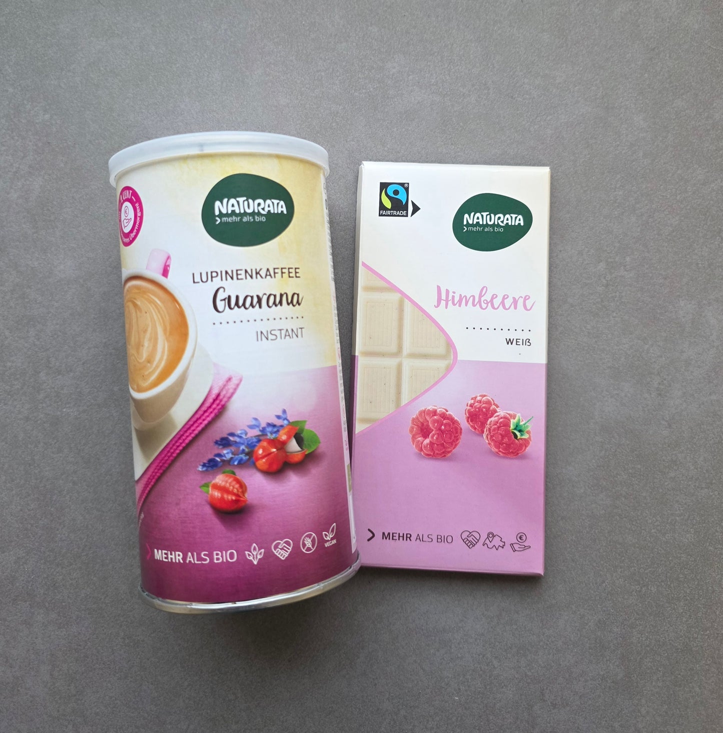 NATURATA lupīnu kafija ar guarānu + baltā šokolāde ar avenēm