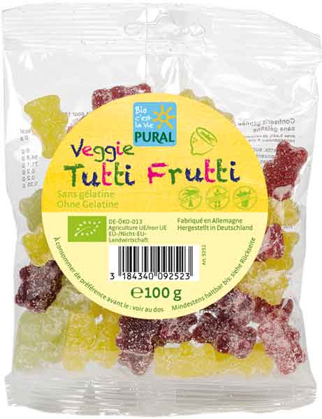 BIO Želejas konfektes, Tutti Frutti, bez želatīna, 100g