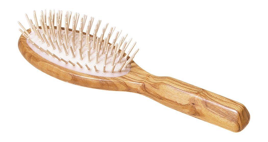 Hairbrush, oval, olive wood, 21.5cm