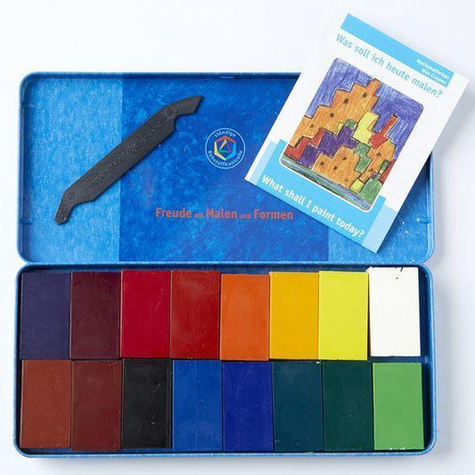 Crayons, block, beeswax, 16 colors